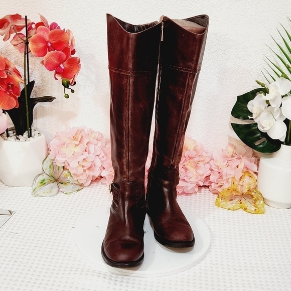 VINCE Camuto Pryna Embossed Brown High Boot Size 6M - Picture 9 of 14